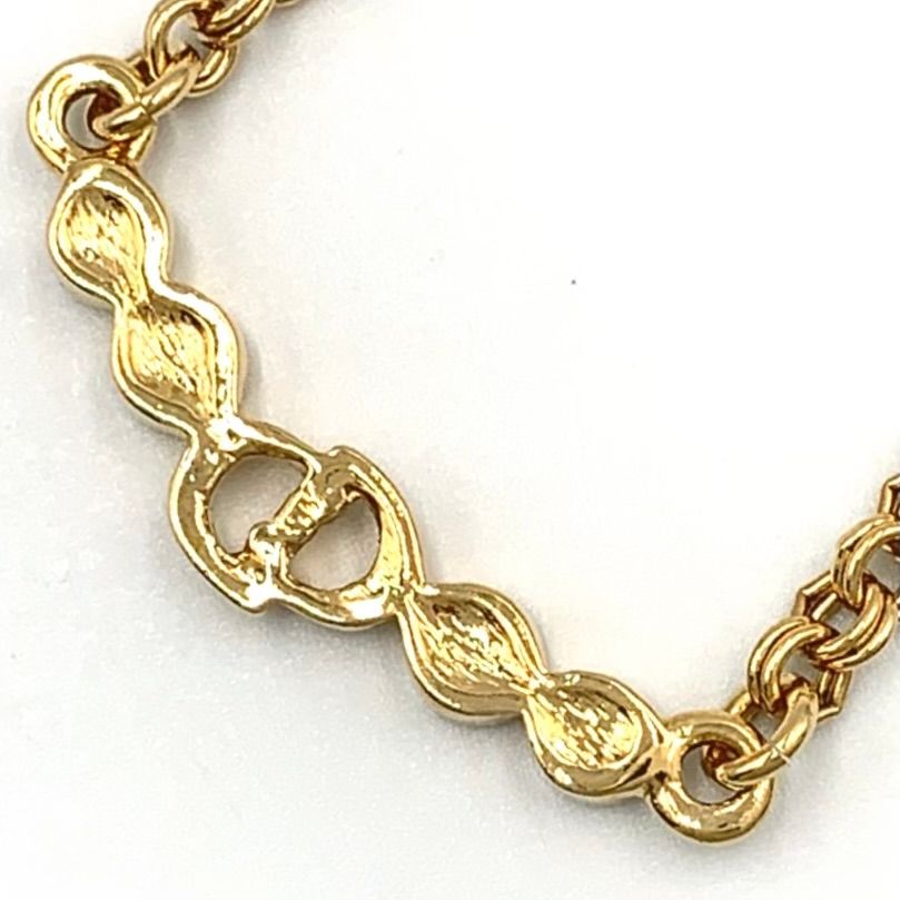 Dior CD Logo Rhinestone Color Stone Clear Gold Necklace — view 2