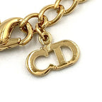 Dior CD Logo Rhinestone Color Stone Clear Gold Necklace — view 5