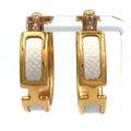Hermes Olympe GM Hoop Leather Metal Gold White Earrings