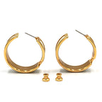 Hermes Olympe GM Hoop Leather Metal Gold White Earrings — view 7