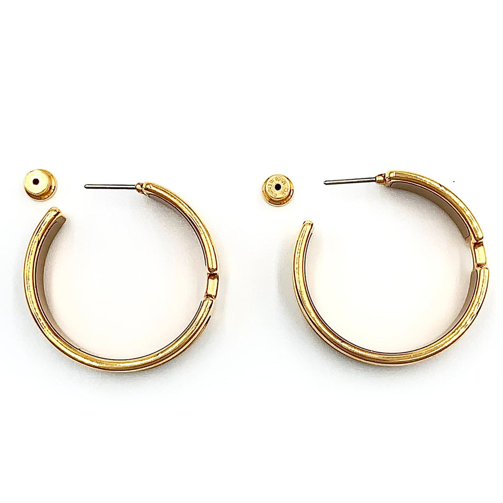 Hermes Olympe GM Hoop Leather Metal Gold White Earrings — view 6