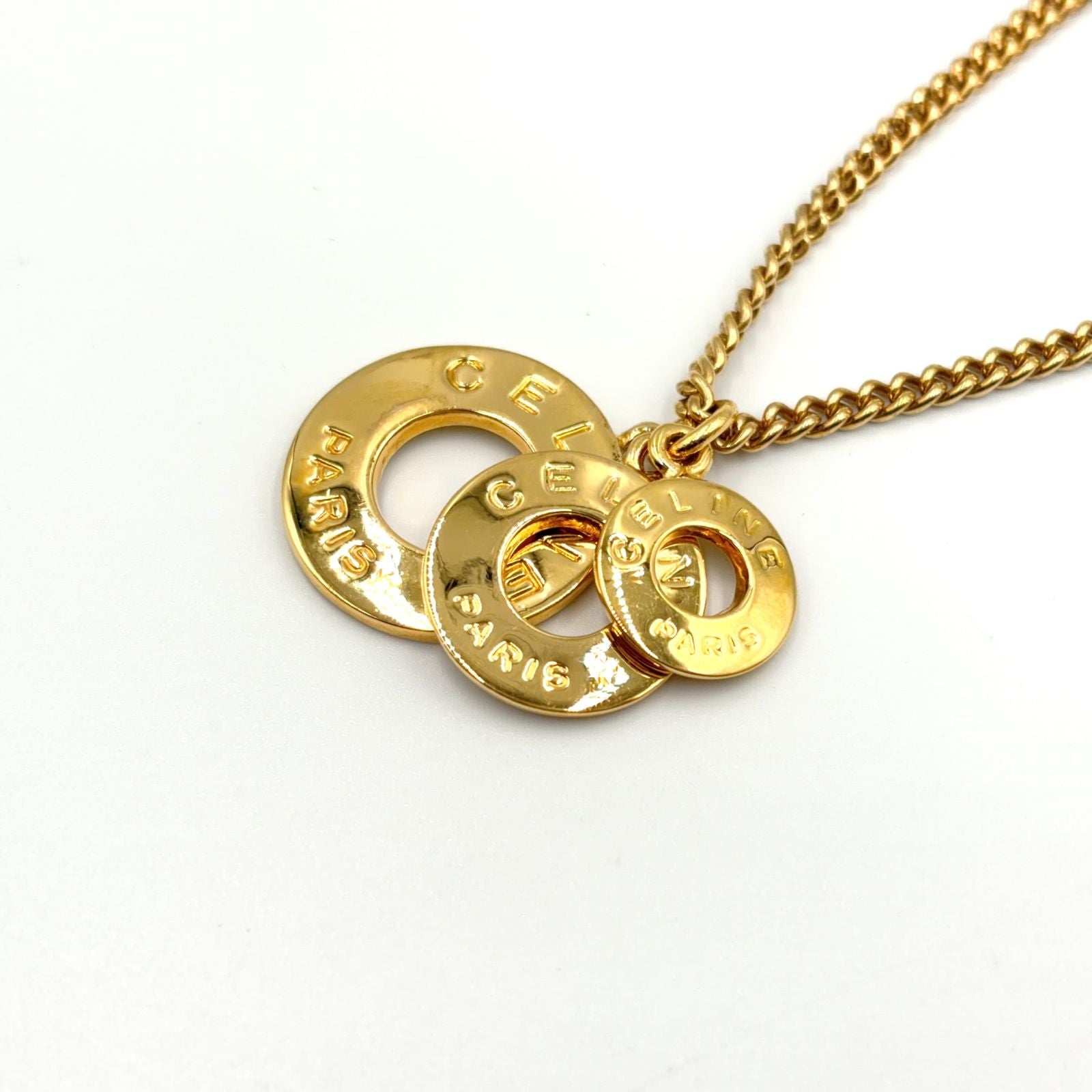 Celine Triple Circle Logo Gold Plated Necklace — view 7
