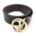 Gucci Interlocking Leather Black Belt Gold