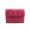Prada Saffiano Fiocco Leather Pink Trifold Wallet Gold