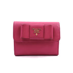 Prada Saffiano Fiocco Leather Pink Trifold Wallet Gold