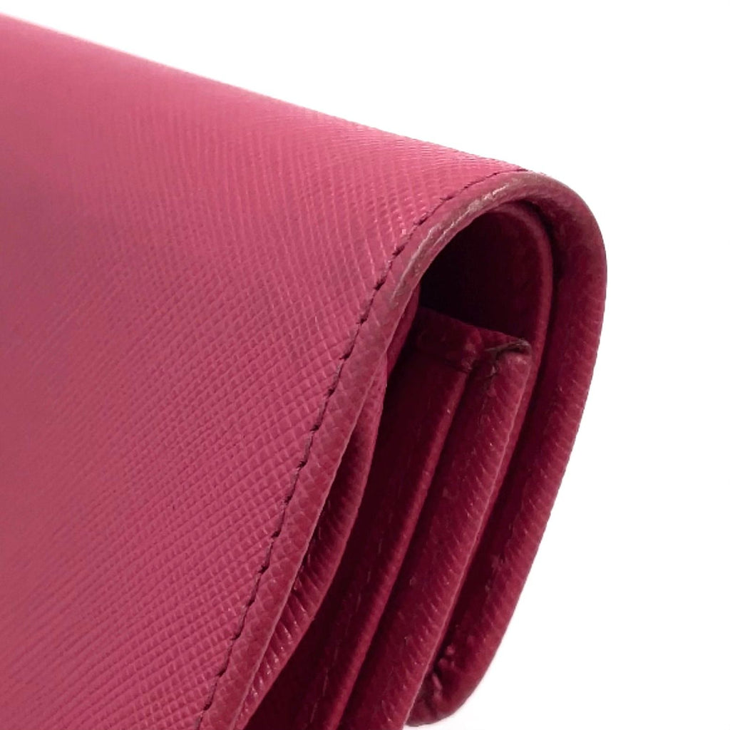 Prada Saffiano Fiocco Leather Pink Trifold Wallet Gold — view 8
