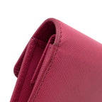 Prada Saffiano Fiocco Leather Pink Trifold Wallet Gold — view 7