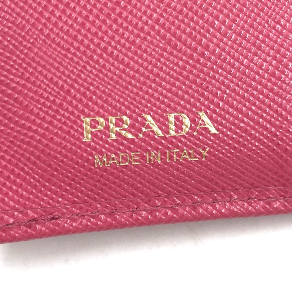 Prada Saffiano Fiocco Leather Pink Trifold Wallet Gold — view 4