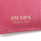 Prada Saffiano Fiocco Leather Pink Trifold Wallet Gold — view 4