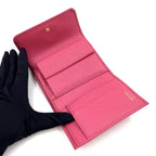Prada Saffiano Fiocco Leather Pink Trifold Wallet Gold — view 3