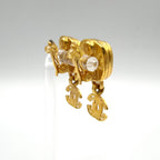Chanel CC Logo Color Stone Swing Gold Silver Earrings — view 2