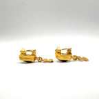 Chanel CC Logo Color Stone Swing Gold Silver Earrings — view 6