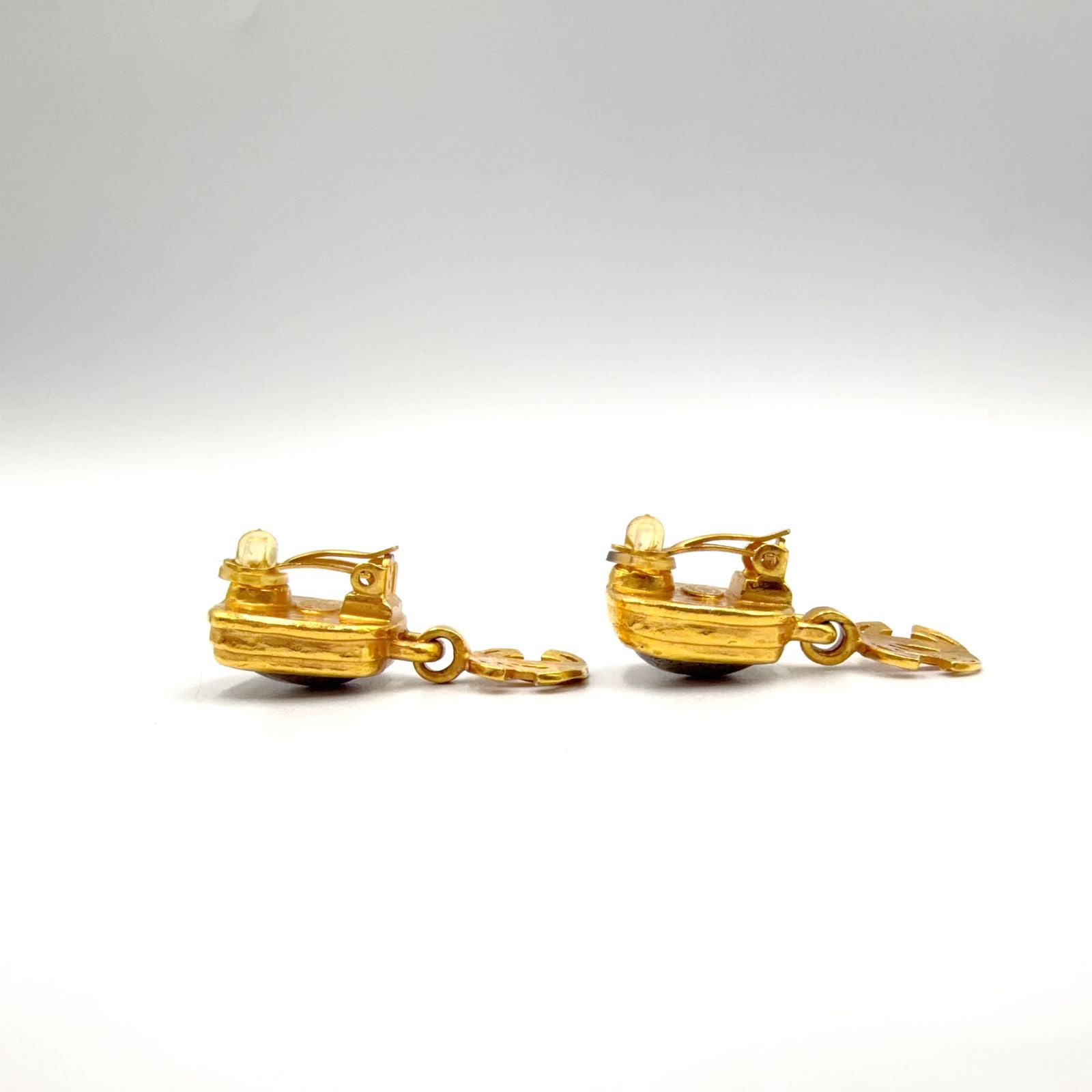 Chanel CC Logo Color Stone Swing Gold Silver Earrings — view 6