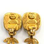 Chanel CC Logo Color Stone Swing Gold Silver Earrings — view 4