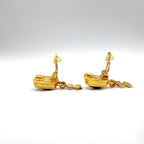Chanel CC Logo Color Stone Swing Gold Silver Earrings — view 7