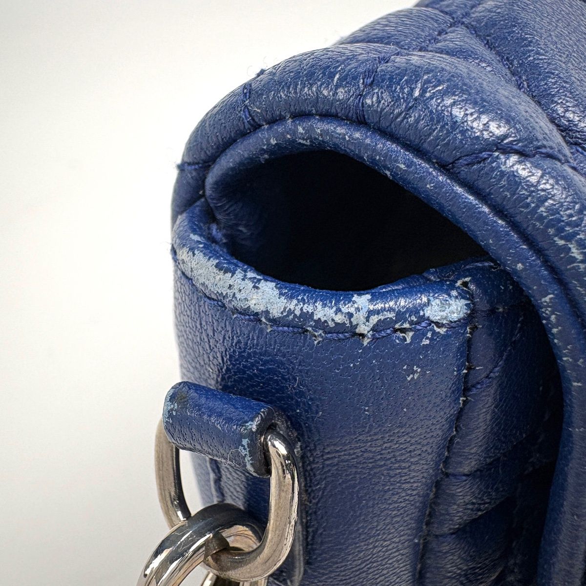 Dior Cannage Chain Shoulder Bag Wallet Leather Blue — view 8