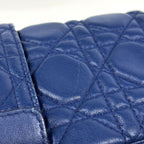 Dior Cannage Chain Shoulder Bag Wallet Leather Blue — view 5