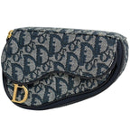Dior Trotter Pattern Saddle Pouch Canvas Navy