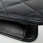 Chanel Quilted Single Flap Chain Shoulder Bag CC Logo Push Lock Leather Black — view 4
