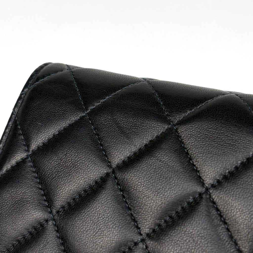 Chanel Quilted Single Flap Chain Shoulder Bag CC Logo Push Lock Leather Black — view 7