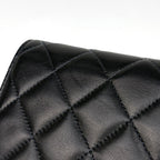 Chanel Quilted Single Flap Chain Shoulder Bag CC Logo Push Lock Leather Black — view 7