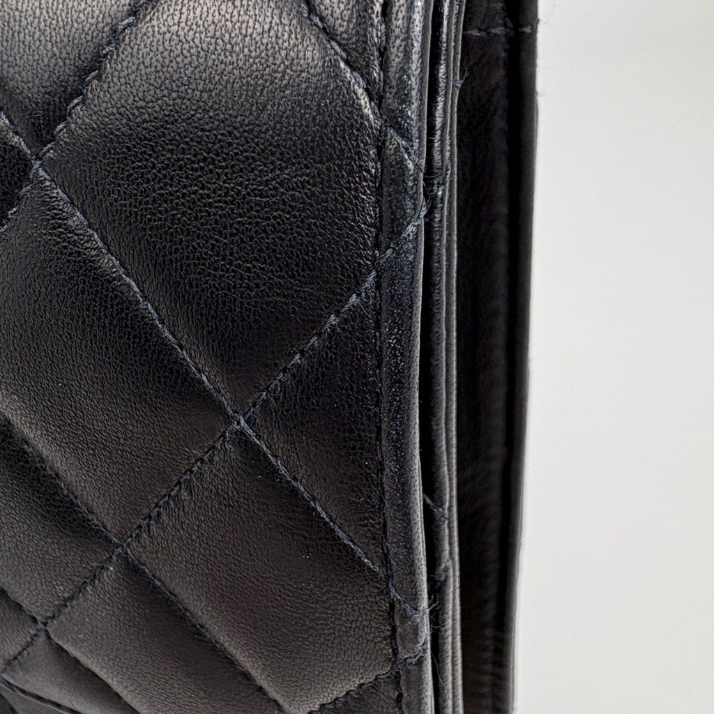 Chanel Quilted Single Flap Chain Shoulder Bag CC Logo Push Lock Leather Black — view 5