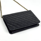 Chanel Quilted Single Flap Chain Shoulder Bag CC Logo Push Lock Leather Black — view 2