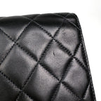 Chanel Quilted Single Flap Chain Shoulder Bag CC Logo Push Lock Leather Black — view 6