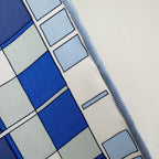 Hermes Carre 90 Ex Libris a Carreaux Check Carriage Scarf Silk Blue Multicolor