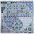 Hermes Carre 90 Ex Libris a Carreaux Check Carriage Scarf Silk Blue Multicolor