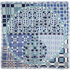Hermes Carre 90 Ex Libris a Carreaux Check Carriage Scarf Silk Blue Multicolor