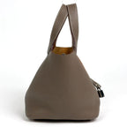 Hermes Picotin Lock Casaque PM Mini Bag Bicolor Taurillon Clemence Etoupe Gold — view 4