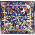 Hermes Carre 90 Kachinas Ethnic Scarf Silk Navy Multicolor