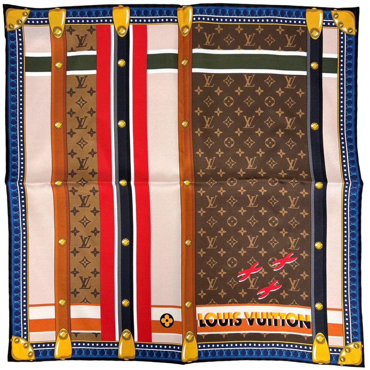 Louis Vuitton Carre 45 Trunk in Love Monogram Scarf Silk Brown Multicolor