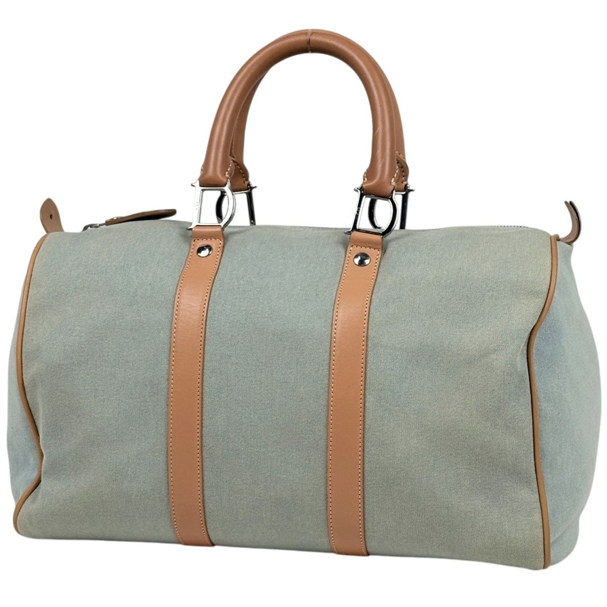 Dior Logo Handbag Mini Boston Canvas Light Green Beige