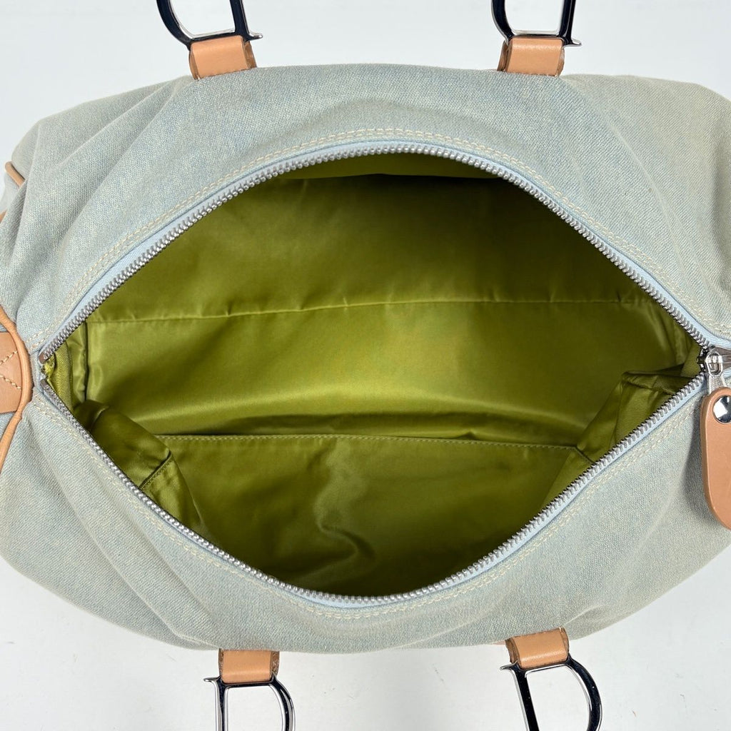 Dior Logo Handbag Mini Boston Canvas Light Green Beige — view 7