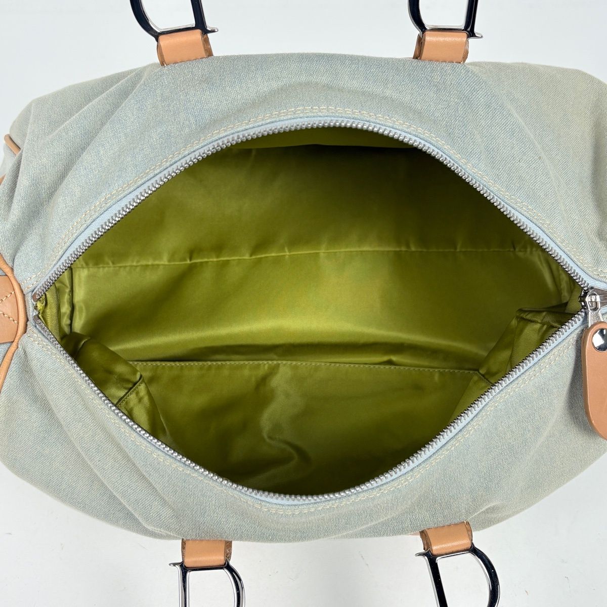 Dior Logo Handbag Mini Boston Canvas Light Green Beige — view 7