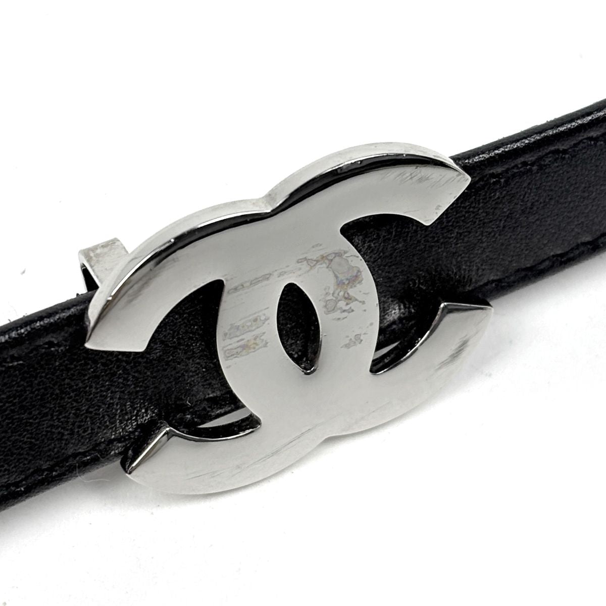 Chanel CC Logo Belt 97 Leather Black — view 4
