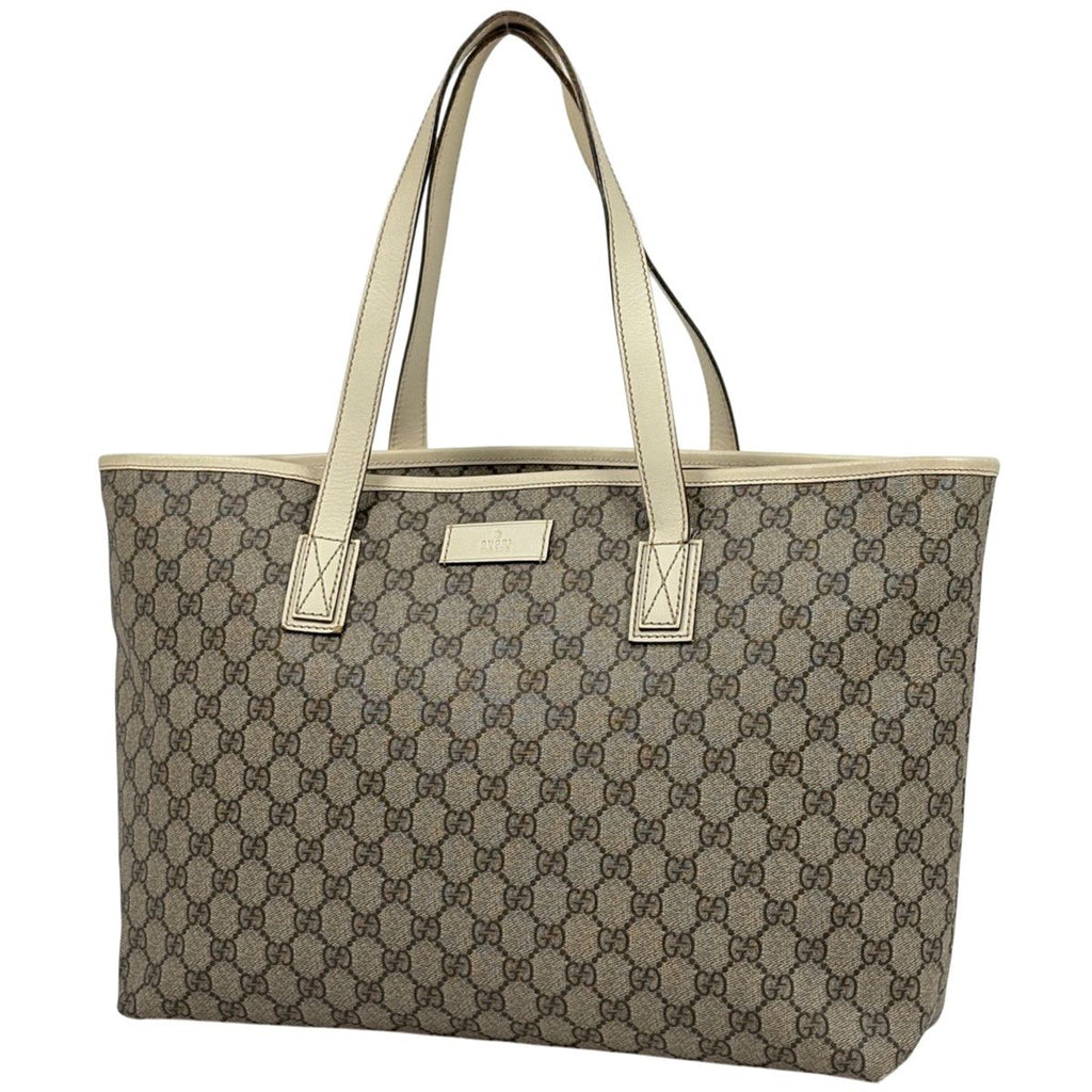 Gucci GG Pattern Tote Shoulder Bag Beige Ivory