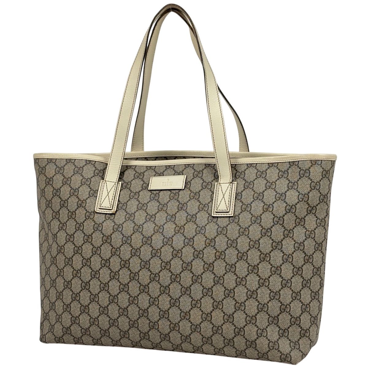 Gucci GG Pattern Tote Shoulder Bag Beige Ivory
