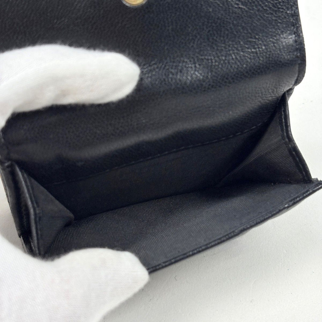 Chanel CC Logo Bifold Wallet 19 Small Flap Leather Black — view 6