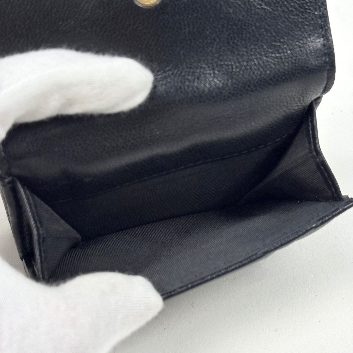 Chanel CC Logo Bifold Wallet 19 Small Flap Leather Black — view 6