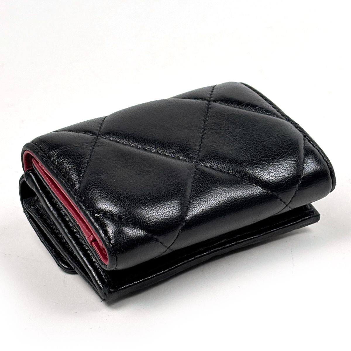 Chanel CC Logo Bifold Wallet 19 Small Flap Leather Black — view 2