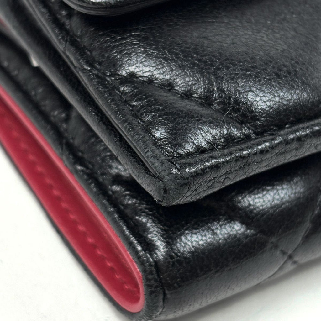 Chanel CC Logo Bifold Wallet 19 Small Flap Leather Black — view 3