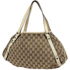 Gucci GG Pattern Shoulder Bag Tote Abbey Canvas Brown Ivory