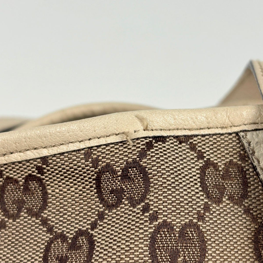 Gucci GG Pattern Shoulder Bag Tote Abbey Canvas Brown Ivory — view 4