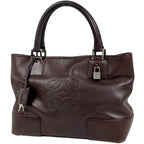 Loewe Amazona Justa Tote Anagram Handbag Leather Brown