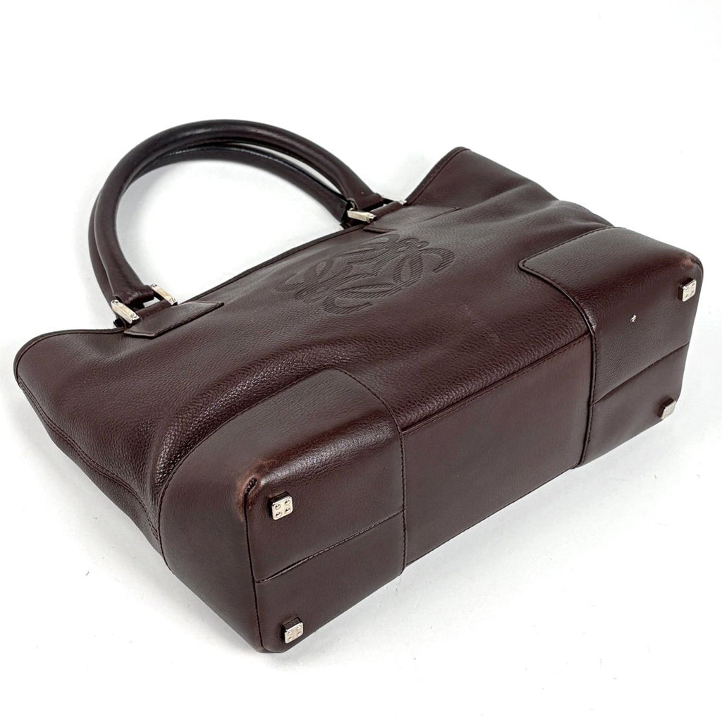 Loewe Amazona Justa Tote Anagram Handbag Leather Brown — view 2