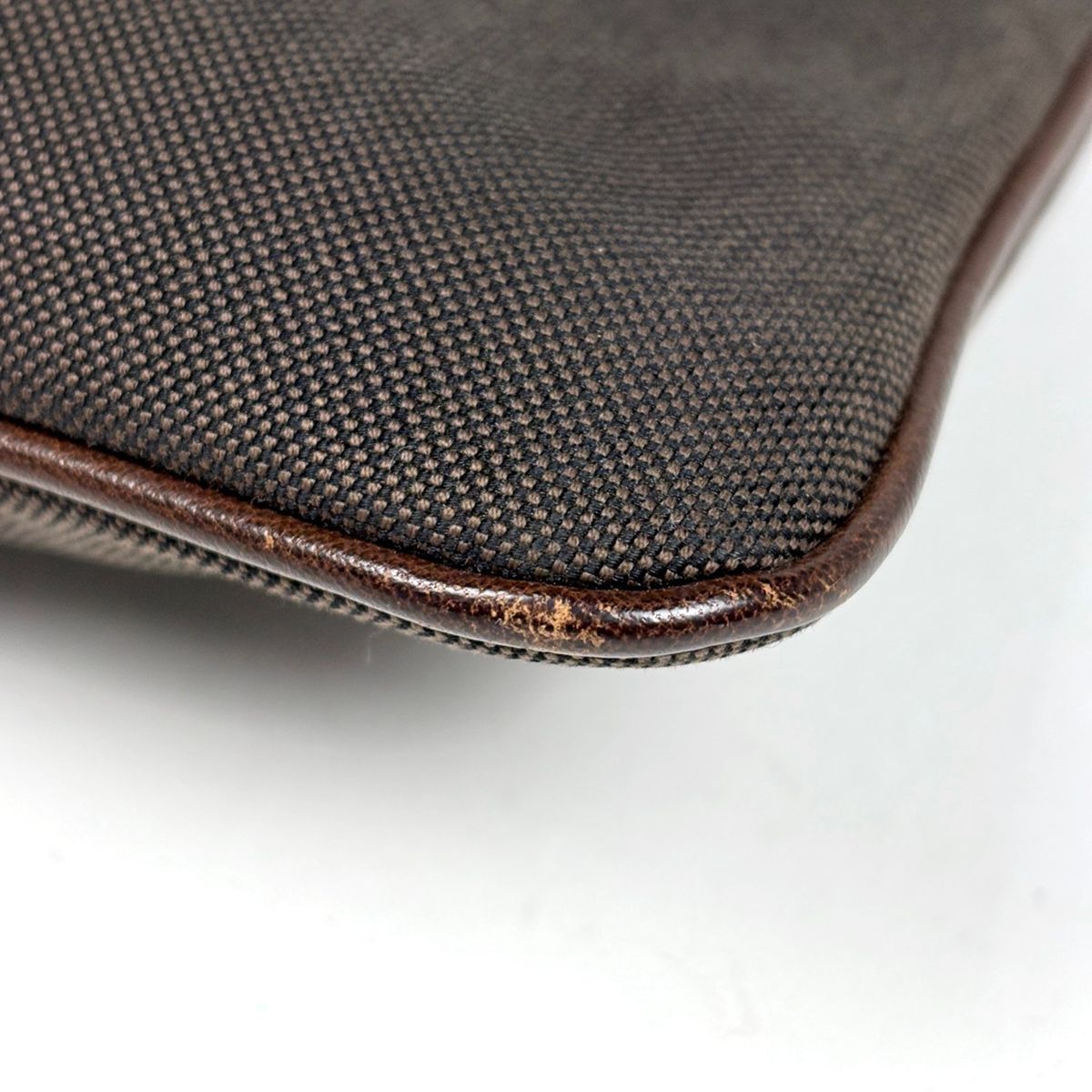 Prada Logo Jacquard Shoulder Bag Canvas Brown — view 3