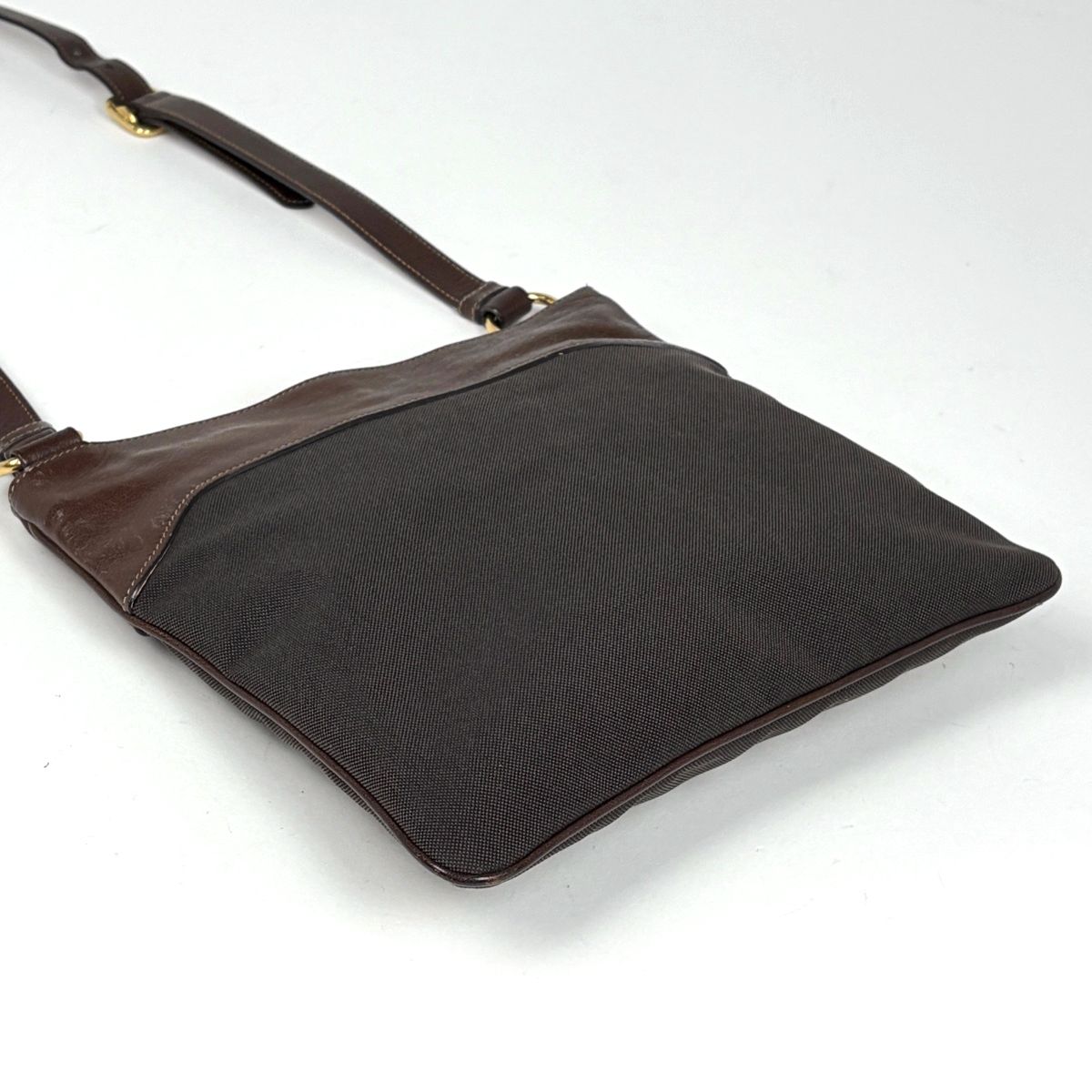 Prada Logo Jacquard Shoulder Bag Canvas Brown — view 2